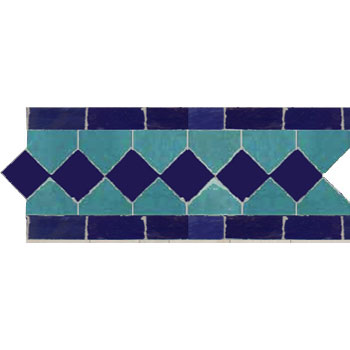 Mosaic House Moroccan tile Dfira MRB-H 15-23 Cobalt Blue Turquoise  zellige, mosaic, zellij, border, glaze, simple, traditonal 